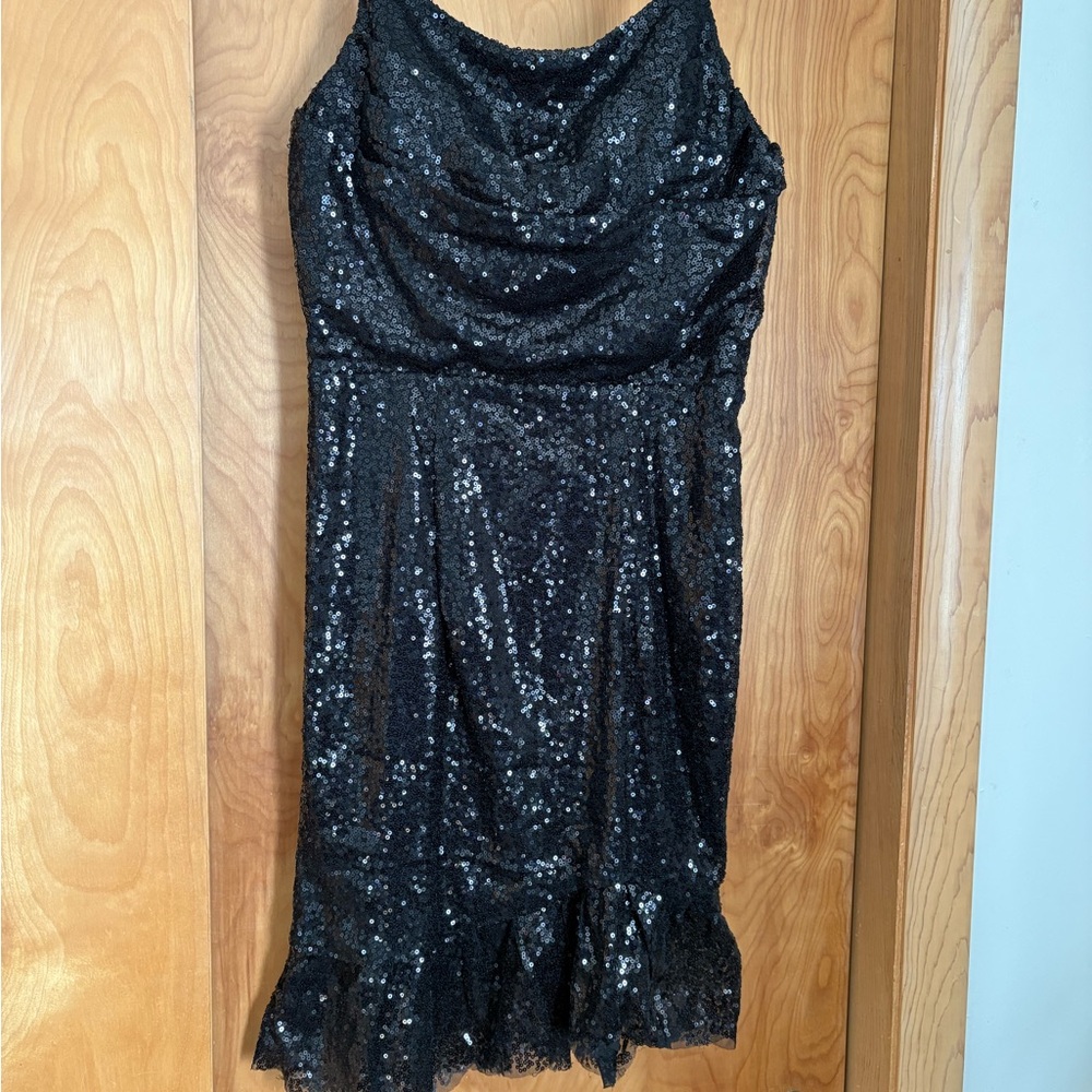 Elegant Black Sequin Mini Dress